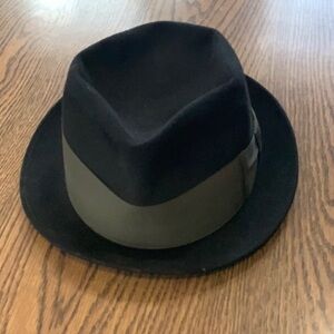 Vintage Brent Fur Felt Stingy Brim Fedora Black 7 3/8